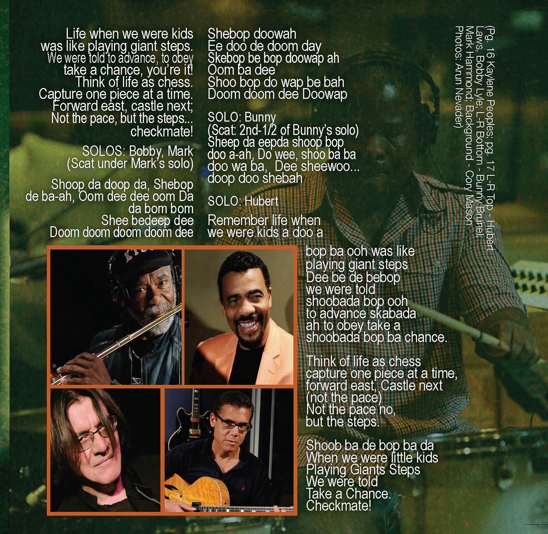 Hubert Laws, Bobby Lyle, Bunny Brunel, Mark Hammond, Cory Mason perform "Giant Steps" during the Kaylene Peoples MY MAN recording session at Westlake Studios and The Mouse House recording studios (Images Photographed by Arun Nevader)