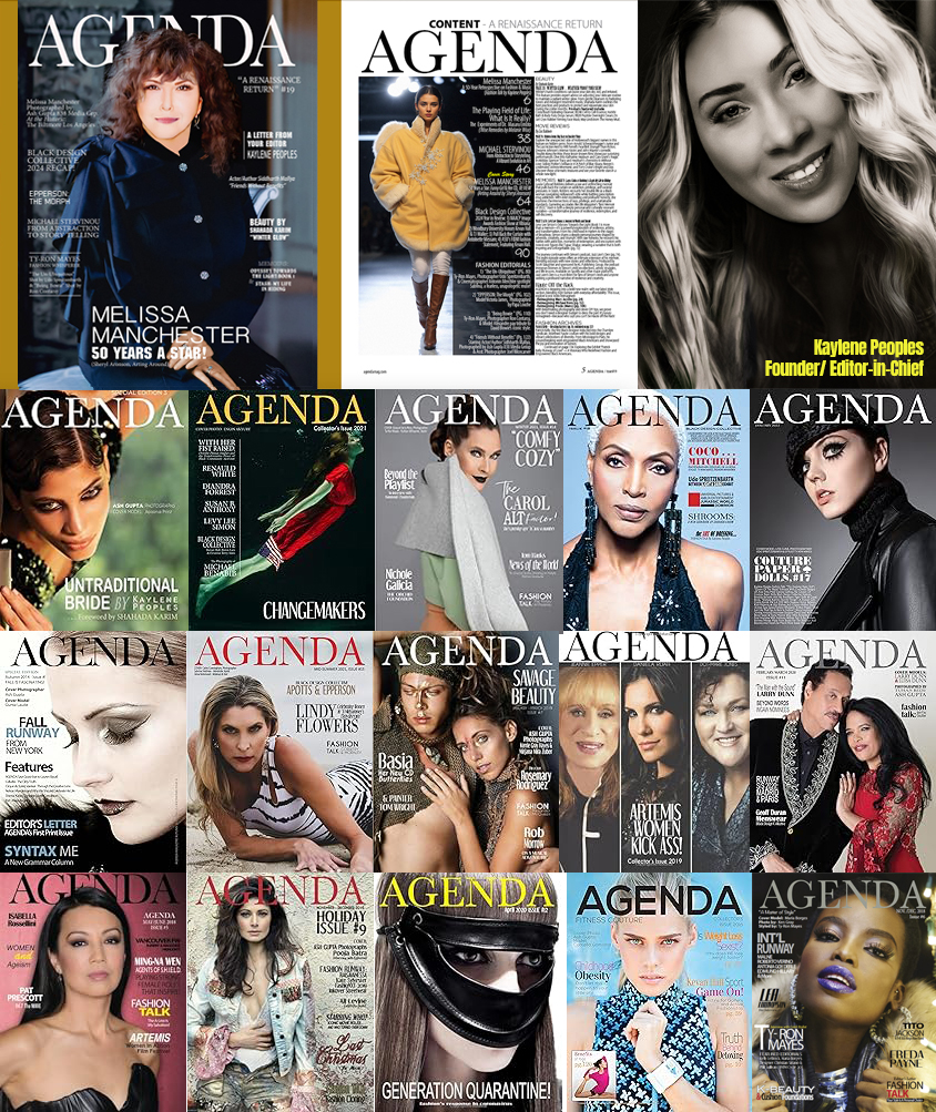 A curated collage of AGENDA covers showcasing powerful storytelling, timeless design, and award-winning editorial excellence. Recently ranked as one of Feedspot’s Top 5 Magazines for 2025, AGENDA continues to set the standard in fashion, culture, and creative publishing.