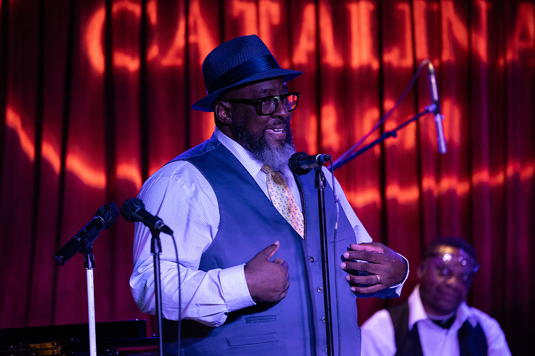 Host for the evening Kevin Foster at the Catalina Jazz Club for Kaylene Peoples: "A Journey Through Jazz" on August 11, 2023 (Photo: Karim Saafir) 